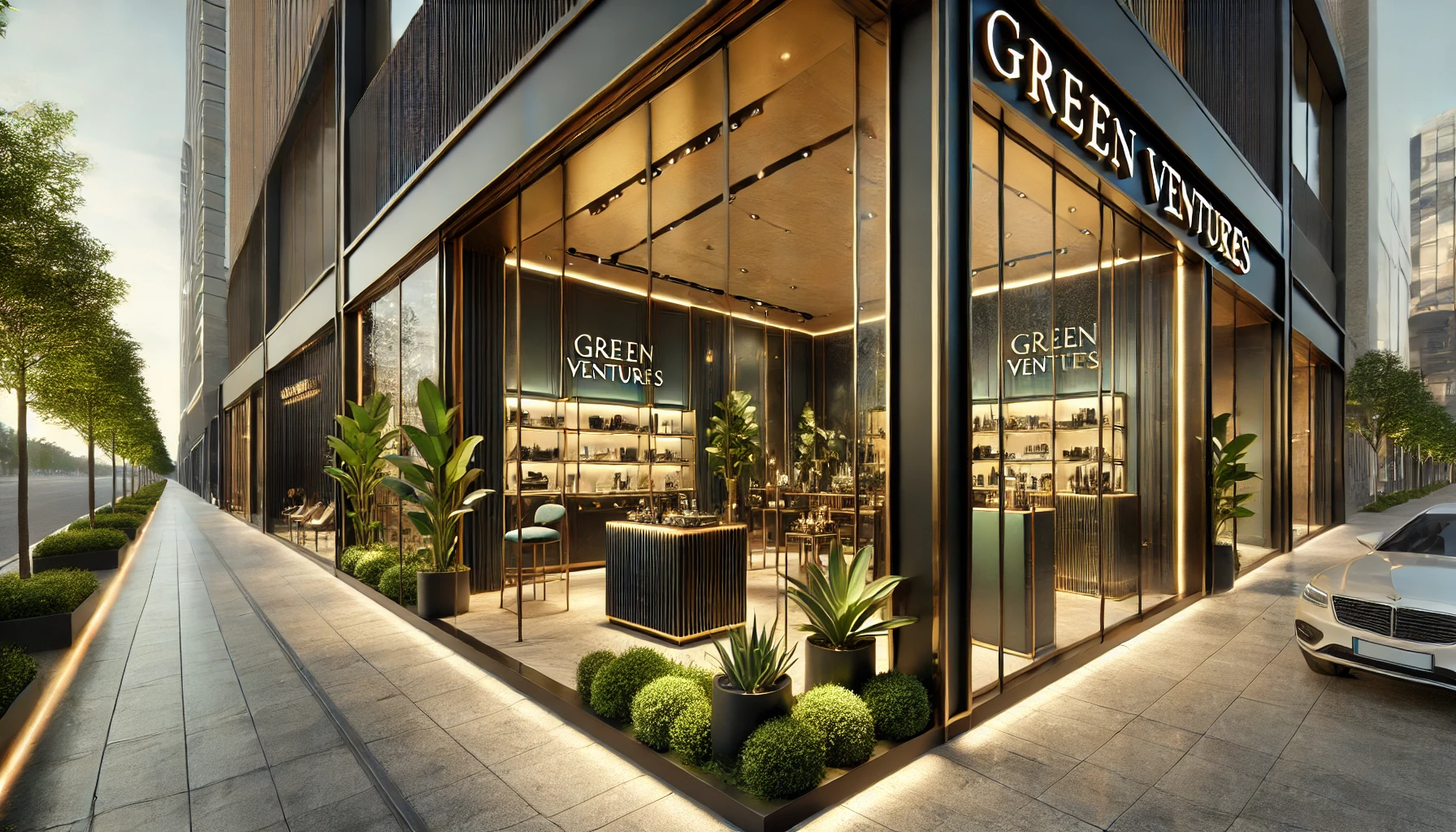 หน้าร้าน Green Ventures โทนหรูหรา